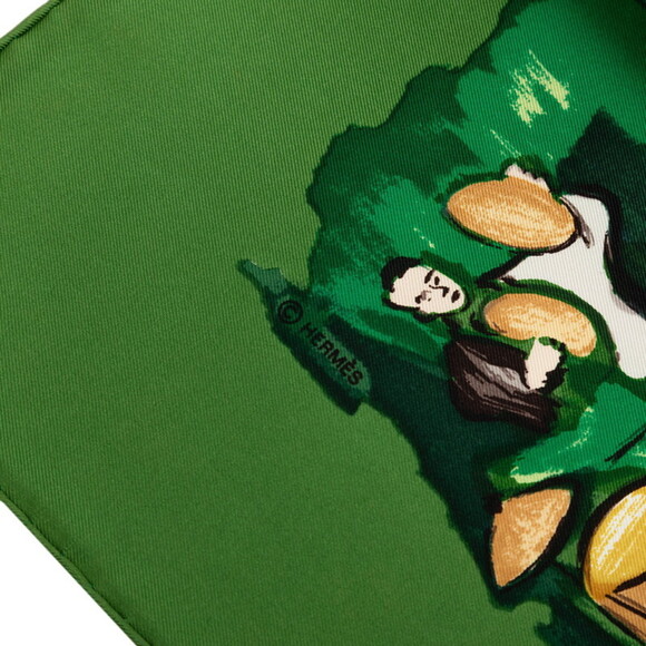 HERMES Green Silk Scarf - Picture 7 of 9